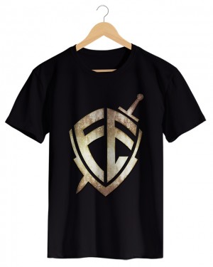 Escudo da Fé - Camiseta Masculina Preta em Malha Algodão