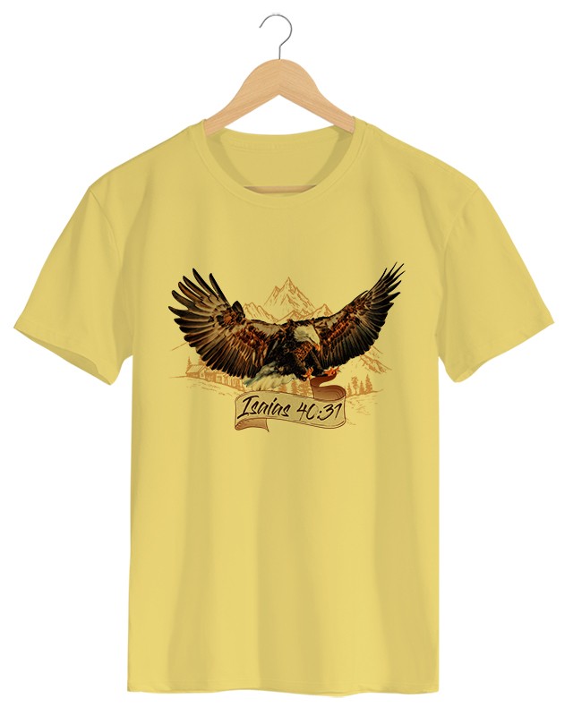 Isaías - Camiseta Masculina Amarela em Malha Algodão