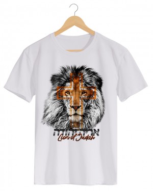 Lion of Judah - Camiseta MasculinaBranca em Malha Algodão