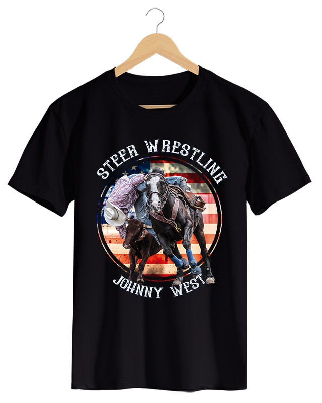 Steer Wrestline - Camiseta Masculina Cor em Malha Algodão