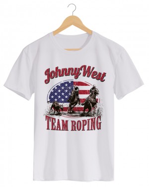 Team Roping 2 - Camiseta Masculina Cor em Malha Algodão