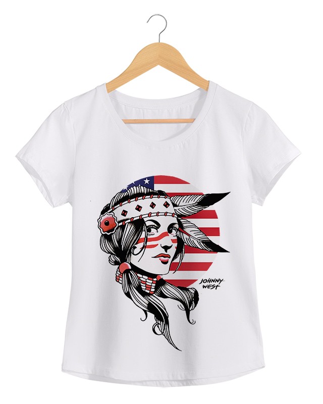 Native Woman - Camiseta Feminina Cor em Malha Algodão