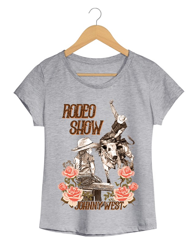 Rodeio Show - Camiseta Feminina Branca em Malha Algodão