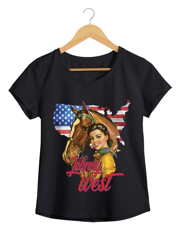 Pin-Up - Camiseta Feminina Cor em Malha Algodão