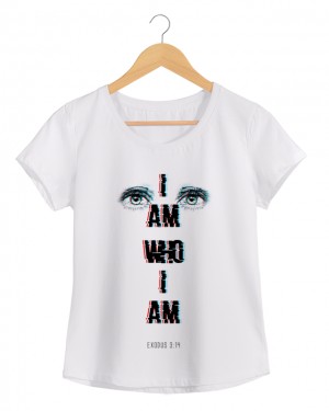 I am Who I am - Camiseta Feminina Branca em Malha Algodão