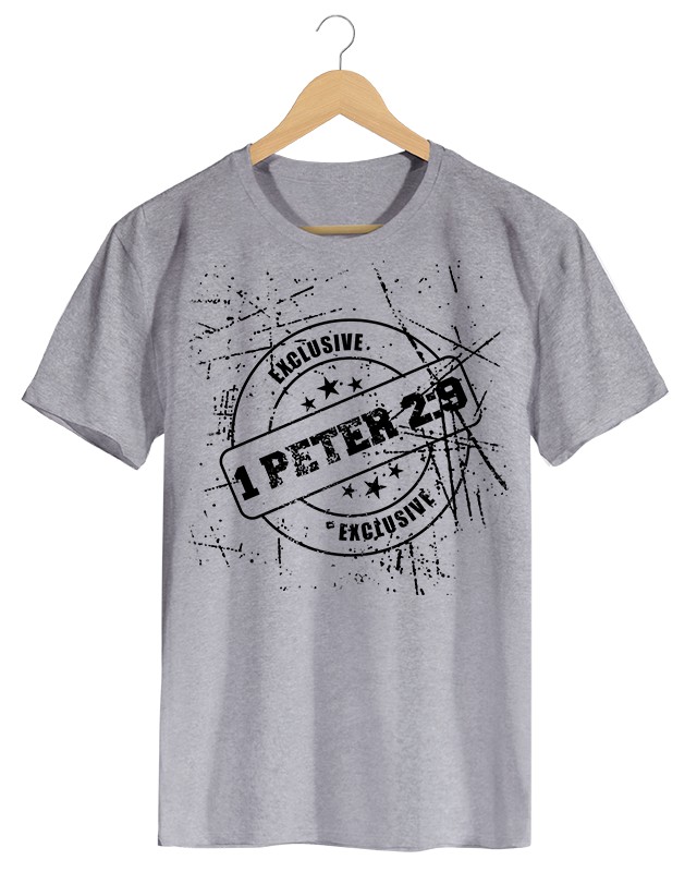 1 Peter 2.9 - Camiseta Masculino Cinza Mescla em Malha Algodão
