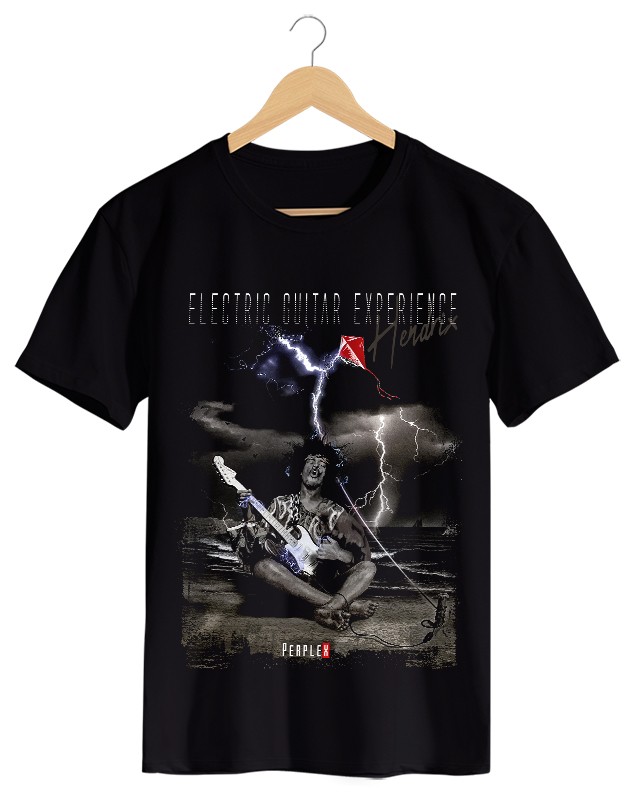 Perplex | Eletric Guitar, Camiseta Masculina Preta em Malha Algodão