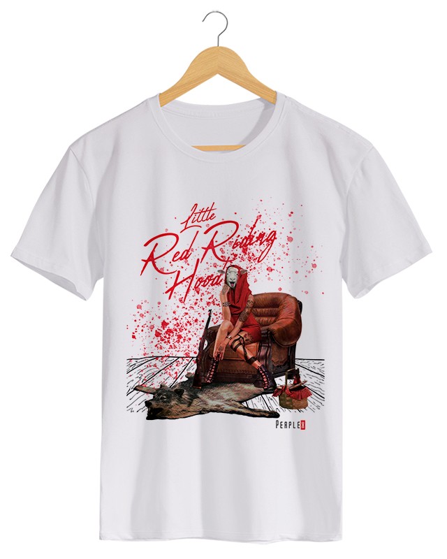 Little Red Riding Hood - Camiseta Masculino Branco em Malha Algodão
