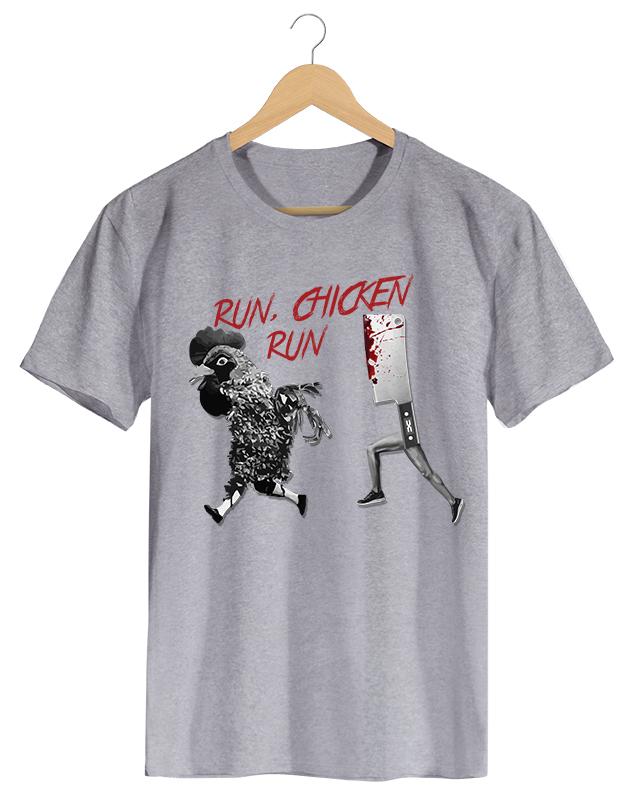 PPX015 Run Chicken - Camiseta Masculina Preta em Malha Algodão