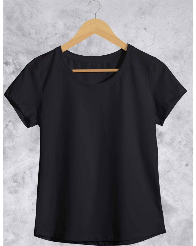 Camiseta Básica Feminina Preto em Malha Algodão