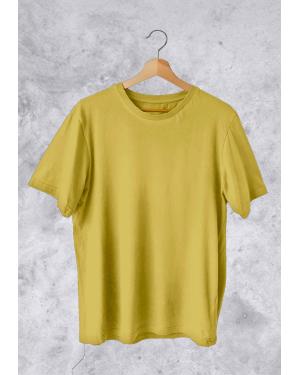 Camiseta Básica Masculina Amarela Em Malha Algodão