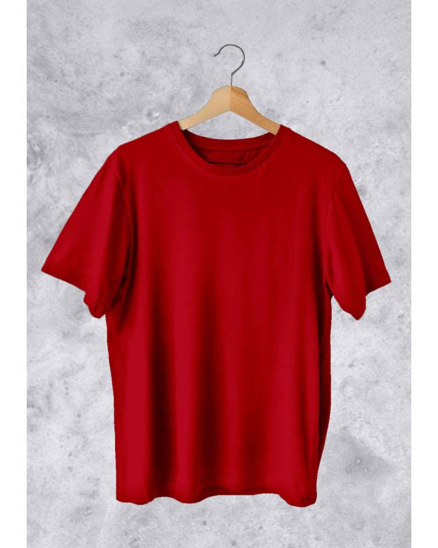 Camiseta Básica Masculina Vermelho Em Malha Algodão