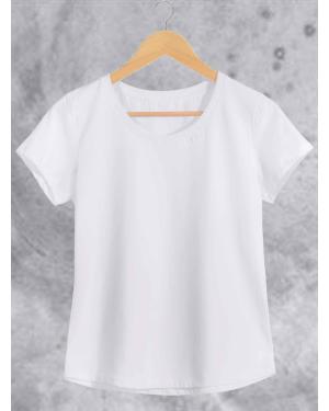 Camiseta Básica Feminina Branca em Malha Algodão