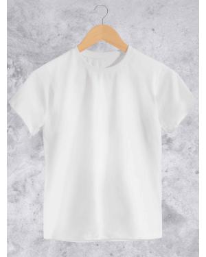 Camiseta Básica Infantil Branca Em Malha Algodão