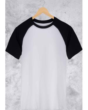 Camiseta Básica Raglan Branca Masculina Em Malha Algodão