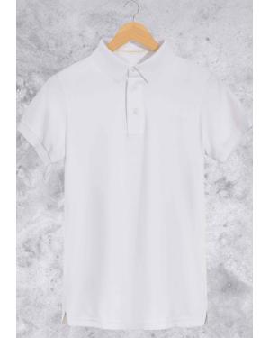 Camiseta Gola Polo Básica Masculina Branca Em Malha Algodão