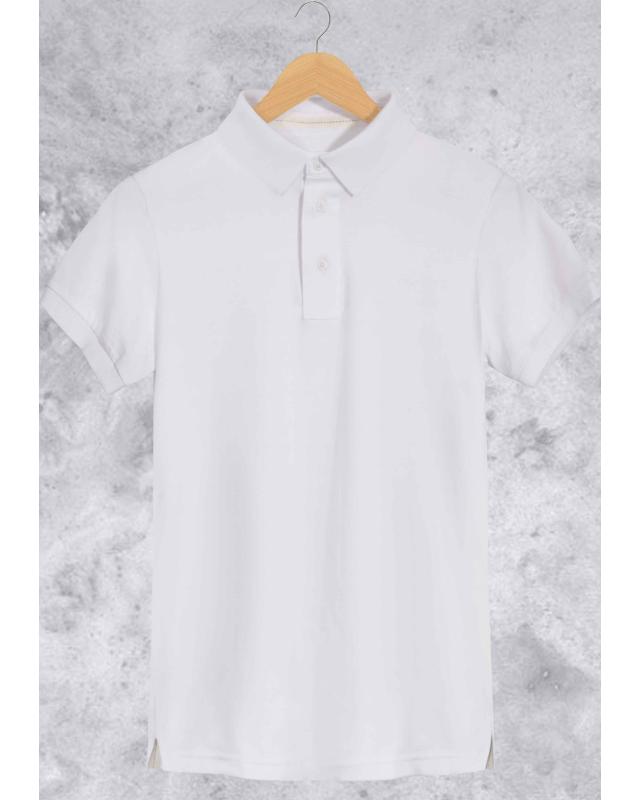 Camiseta Gola Polo Básica Masculina Branca Em Malha Algodão